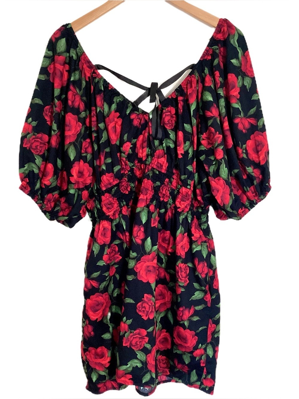 Old Navy Waist Defined Puff Sleeve Babydoll Mini Dress XL